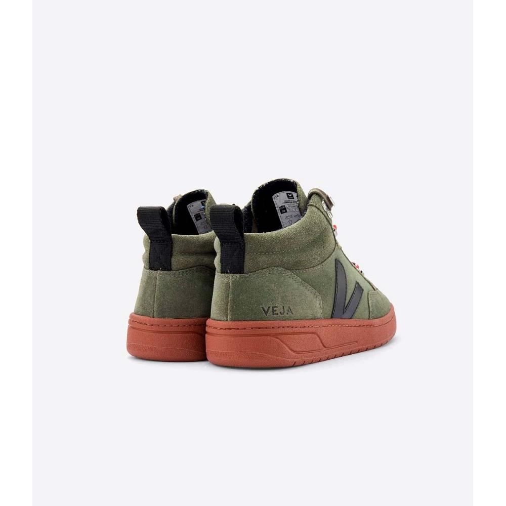 Veja RORAIMA SUEDE Women's High Tops Olive | CA 364DFM